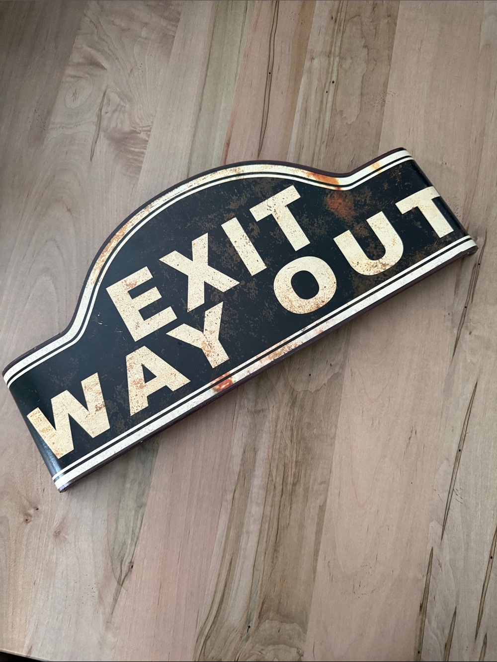 Hobby Lobby Black and Cream "EXIT WAY OUT" Wall Sign